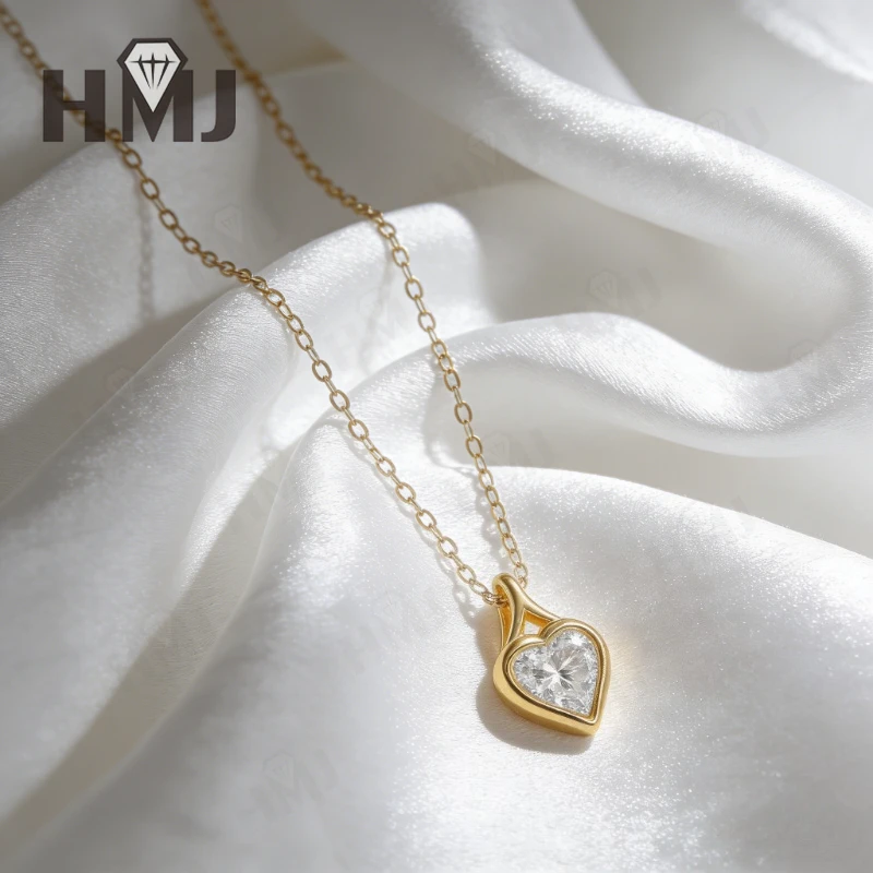 2ct Heart Cut Moissanite Necklace 925 Sterling Silver/10K/14K Gold D Color VVS1 Solitaire Pendant Anniversary Gift for Women