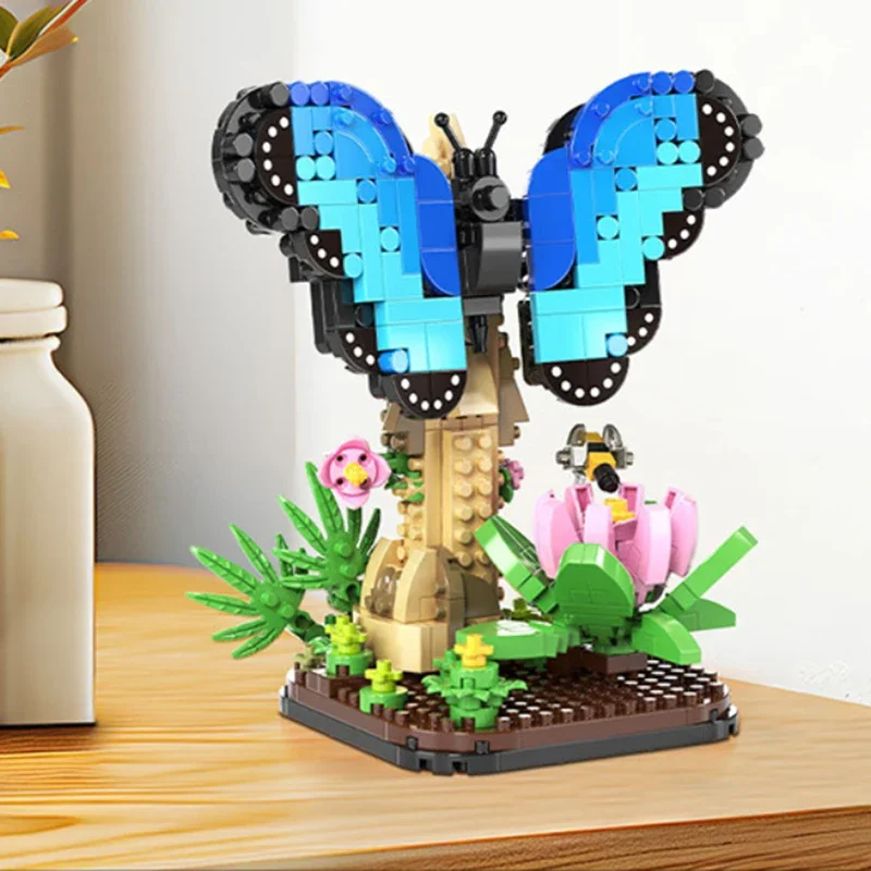 Moc Insekt Blume Modell Baustein Schmetterling Pflanze Desktop Decor Ornamente Stadt Spielzeug Kinder Erwachsene DIY Romantische Urlaub Geschenk