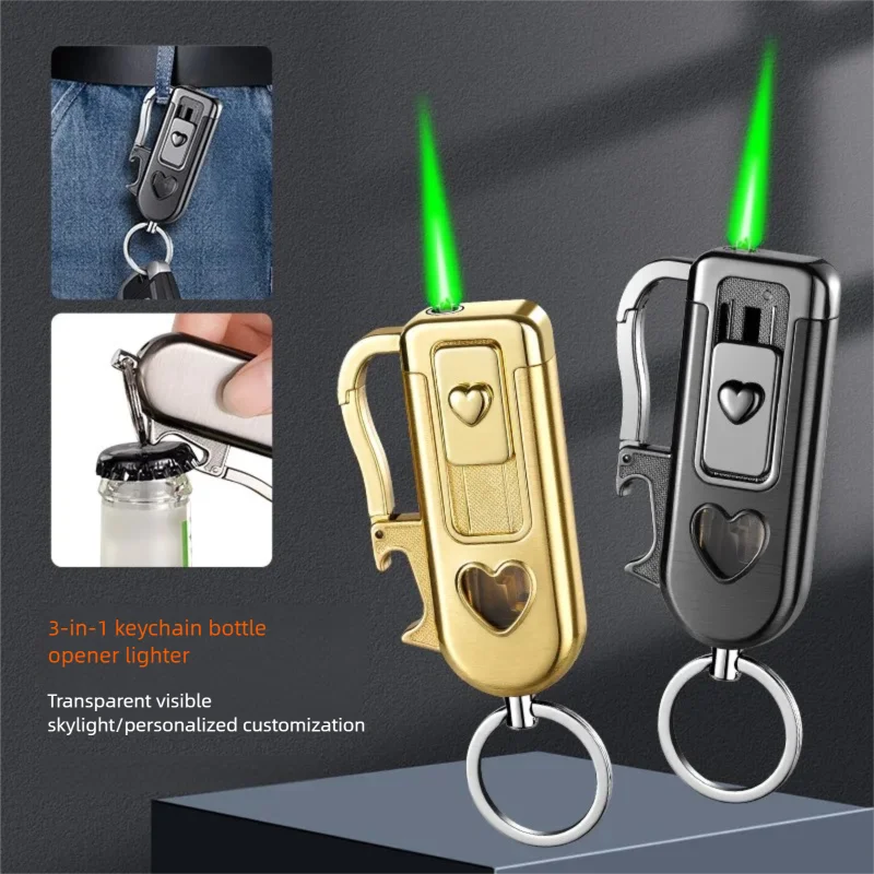 

Premium Men's Gift Keychain Lighter Windproof Multifunctional with Visible Gas Window Smoking pipes Lighter unusual
