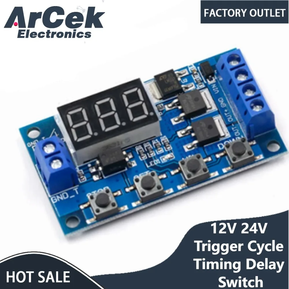 12V 24V Trigger Cycle Timing Delay Switch Circuit Dual MOS Tube Control Board Replacement for Relay Module DIY