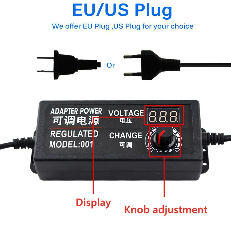 220V To 3V 5V 6V 9V 12V 15V 18V 24V 1A 2A 3A 5A Universal AC DC Adjustable Power Adapter Supply Display Screen Voltage Regulated