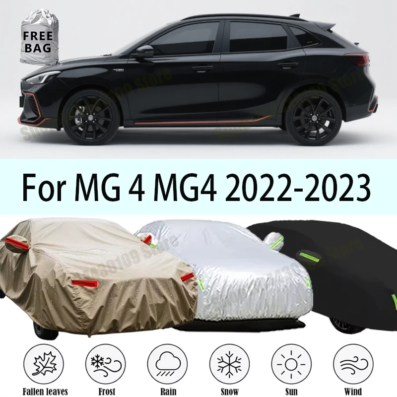 

For MG 4 MG4 2022-2023 210T Polyester All-Weather Outdoor Car Cover Waterproof Anti-UV Dustproof Exterior Protection