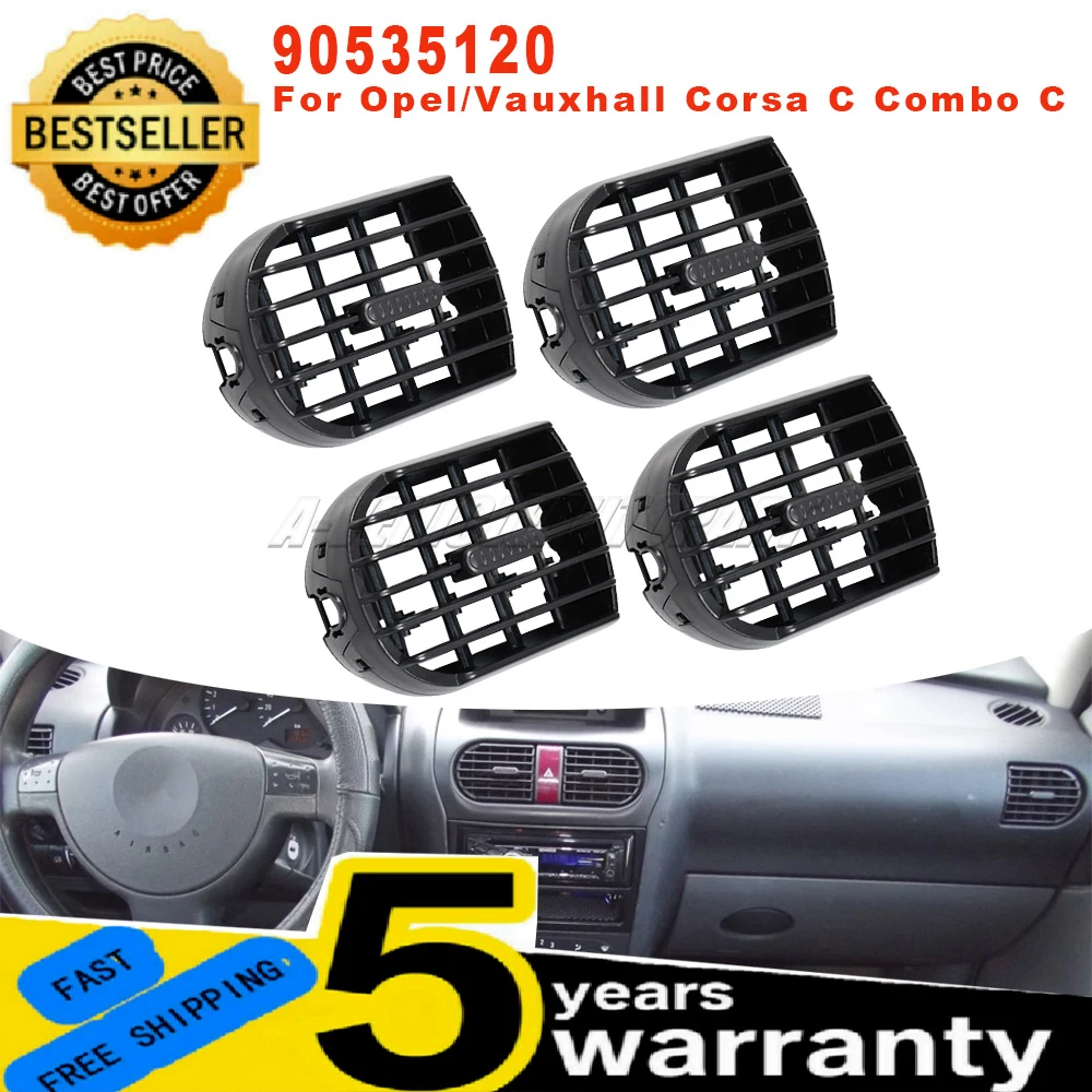 New For Opel/Vauxhall Combo C S07 Corsa C Black Front Dashboard Air Vent Covers Outlet Grille Diffuser 90535120 Car Accessories
