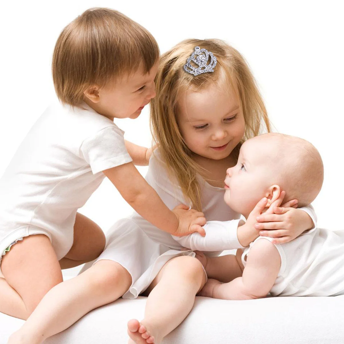 12pçs tiaras de coroa infantil, pente versão coreana, acessórios de cabelo brancos, faixas de cabelo