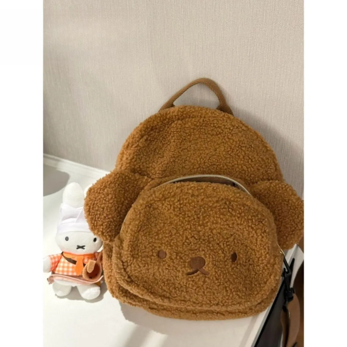 Kawaii أنيمي ميفي أرنب بوريس الدب على ظهره لطيف الكرتون الإبداعية المطرزة جلد الخراف Crossbody على ظهره أفخم فتاة القلب حقيبة #6