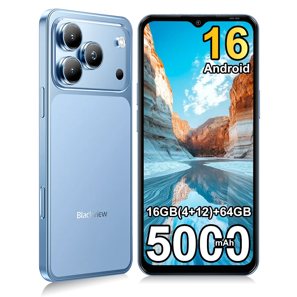 Blackview WAVE 7C Smartphone, 6,56-inch HD+ IPS-scherm, 5000 mAh-batterij, 16 GB (4+12) + 64 GB, Unisoc-telefoon, camera's 32MP + 13MP, 4G, Android 16, Dual-SIM