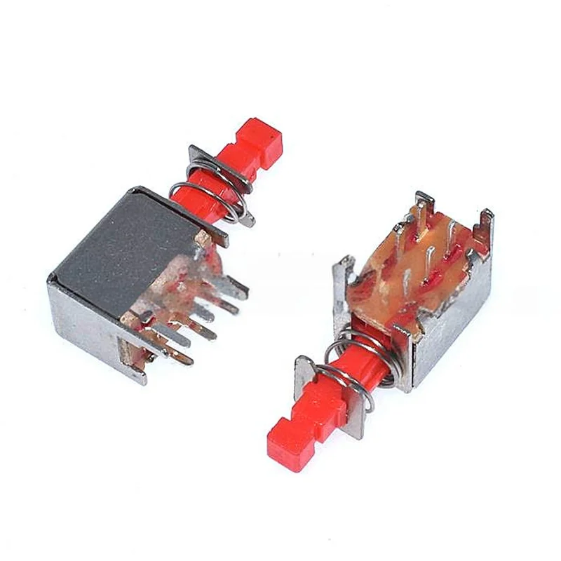 10PCS A03 Pushbutton Switch PS-22F02 6-Pin Latching Switch Self-Locking Switch / Red Button Piano Key Switch