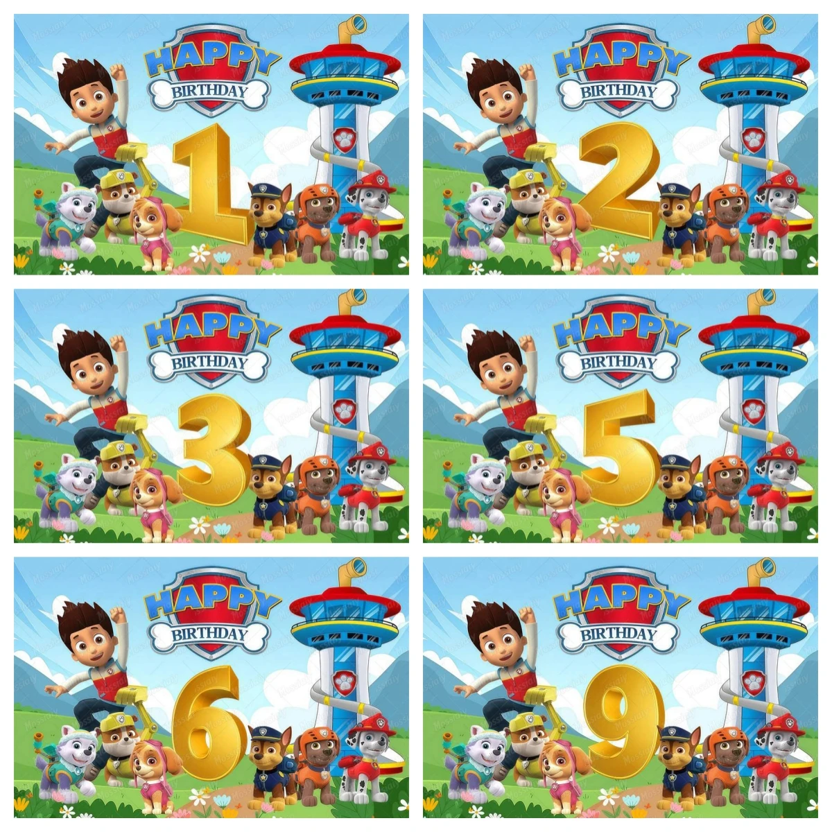 

Customizable names children's ages paw patrols photography boys' birthdays party decorations banners posters photography studios