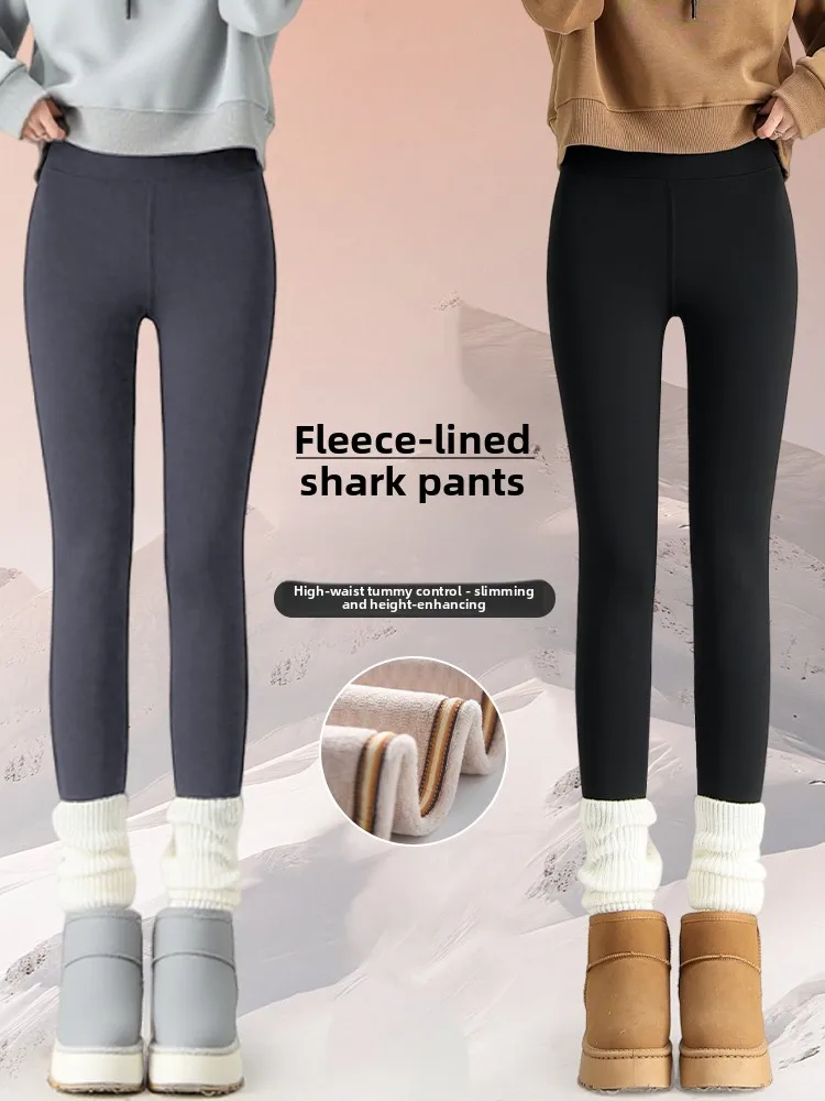 

Thiened Fce Yoga Pants Women's High Waist Butt Lifting arkskin Fitn Trousers Winter Warm Sports Bot