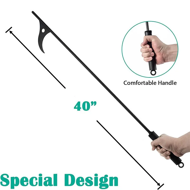 Durable Wrought Iron Fire Pit Tongs Multifunctional Fireplace Poker Tool for Outdoor Camping and Indoor Heating Use
