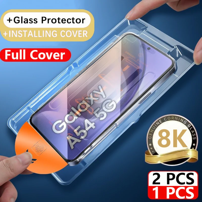 1-2PCS 8K Dust Free Glass For Samsung Galaxy A54 5G Oleophobic Coating Screen Protector for Samsung A54 Easy Installation Glass