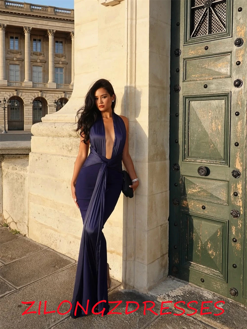 

Customized Mermaid Sexy Satin Evening Dresses Exquisite Halter Sleeveless Homecoming Dresses Fashion Special Occasion Gowns