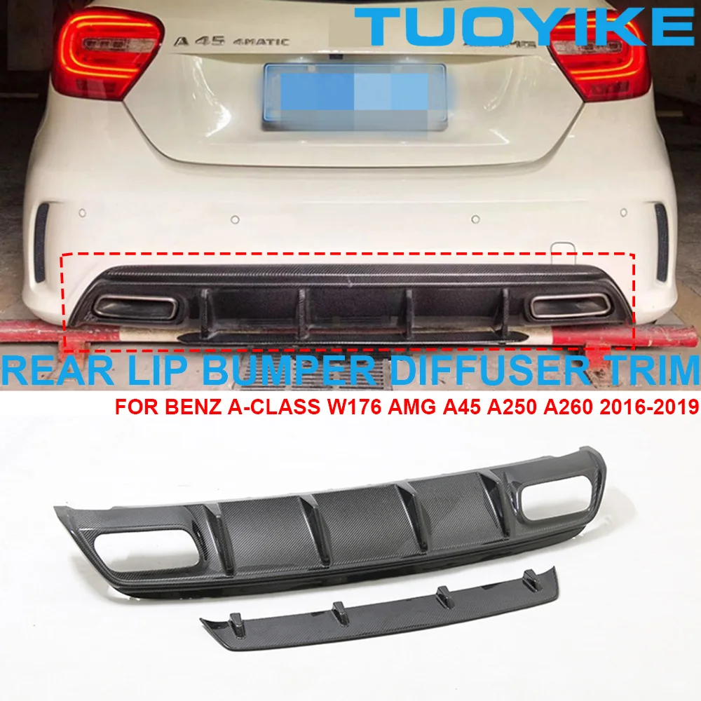 

Real Dry Carbon Fiber Rear Lip Bumper Diffuser Spoiler Race Body Kit For Mercedes BENZ A-Class AMG W176 A45 A250 A260 2016-2019