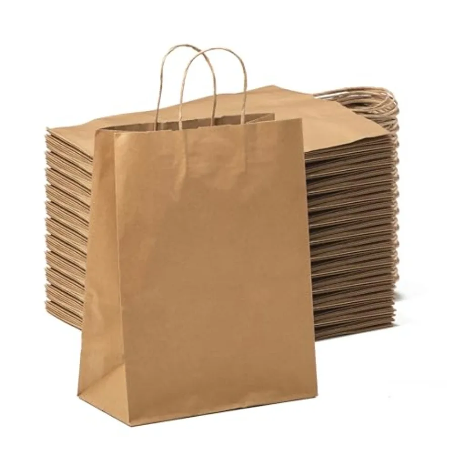 

FMP rands 250 Pack 10x5x13 Inces Kraft Paper Gift ags wit andles ulk Durale rown Paper ags for Party Fav Craft Gift ag for irtd