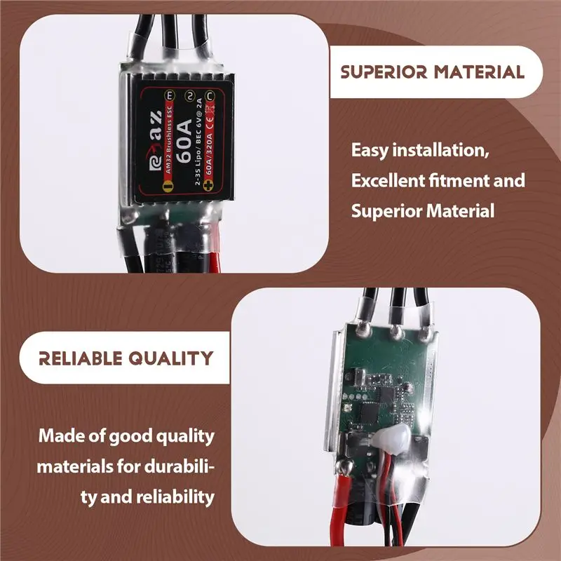 ABUM-Waterproof AM32 Brushless Outrunner ESC And 3542 Brushless Motor Upgrade Kit For 1/10 RC Car, Programmable 60A T Plug