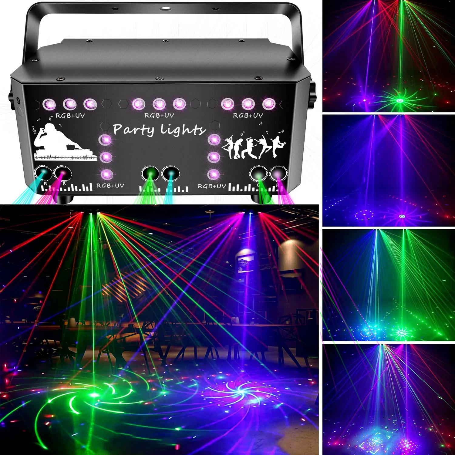 

21 Eyes RGB Laser Party Light DJ Disco Lights Home Automatic Function Projector Remote UV LED Light Strobe Stage Laser Beam Lamp