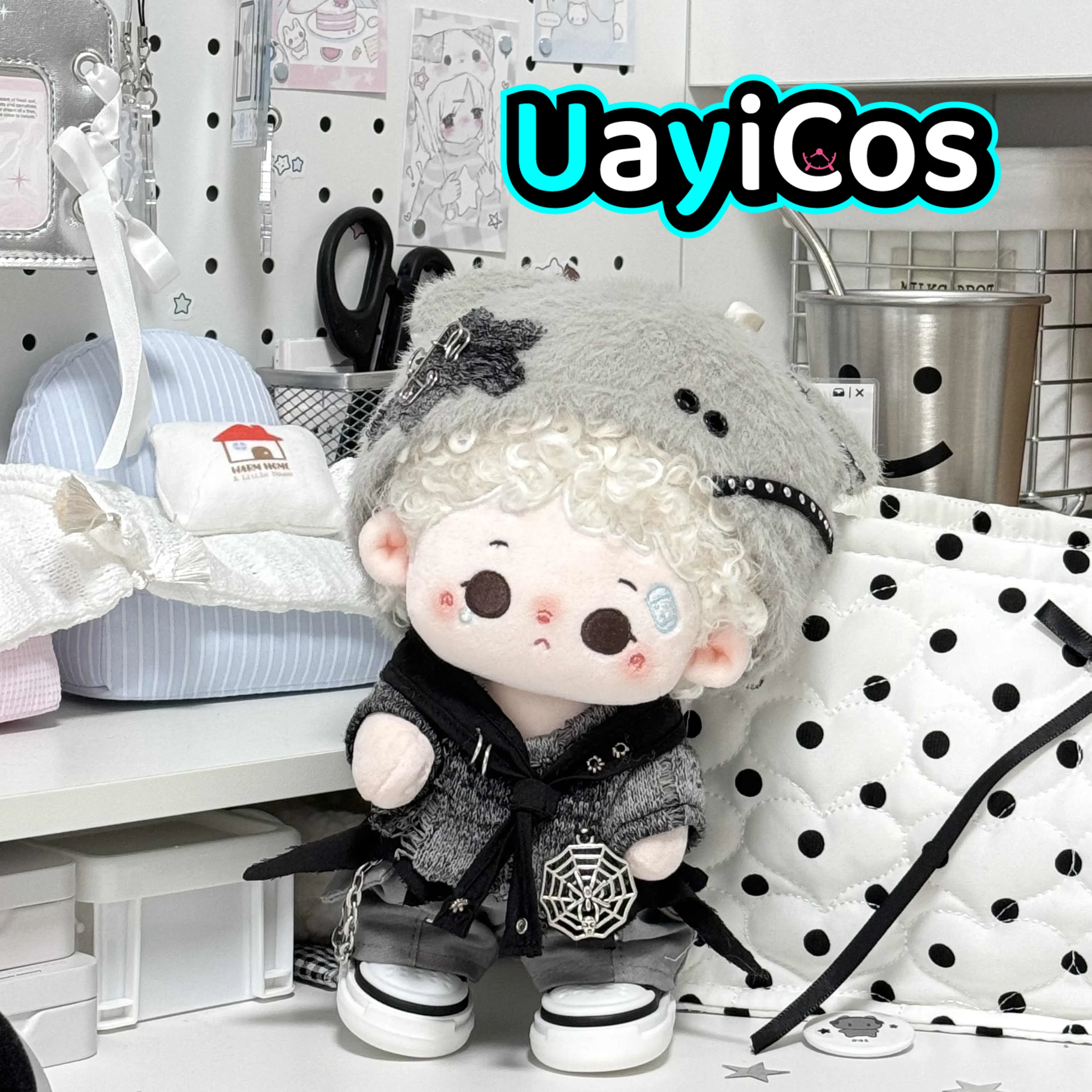 

20cm Doll Clothes Cement Forest Cool Guy Fashion Grey Costume Suit Stuffed Plushies Plush Doll Accessories Anime Toy For Kids G