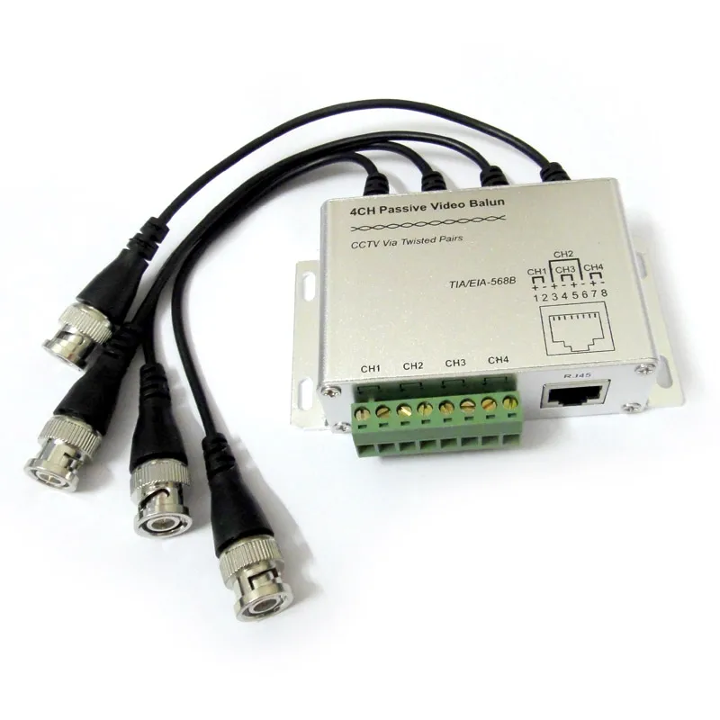 4CH Balun CCTV 4 Channel Passive Transmitter Video Balun BNC Female to UTP Rj45 Cat5