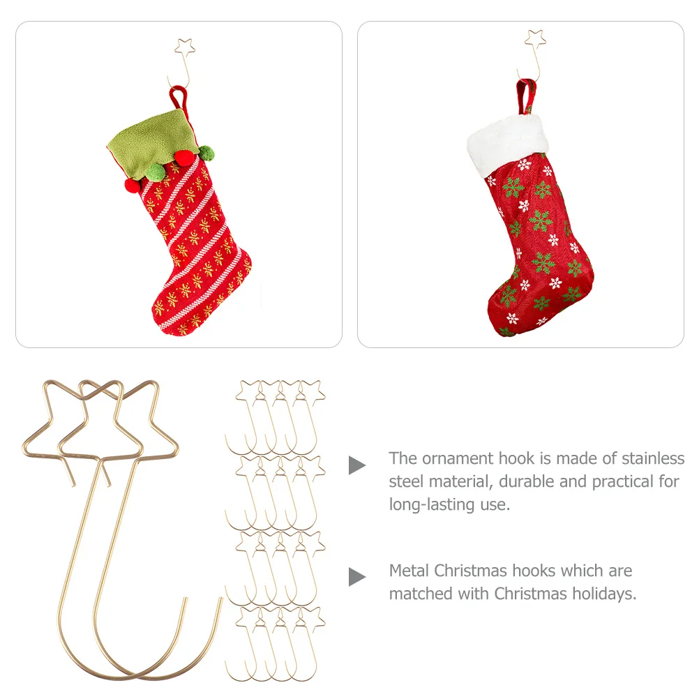 

100Pcs Christmas Ornament Hooks Stainless Steel Star Shape Xmas Tree Hanging Decoration Bauble Hangers Holiday Party