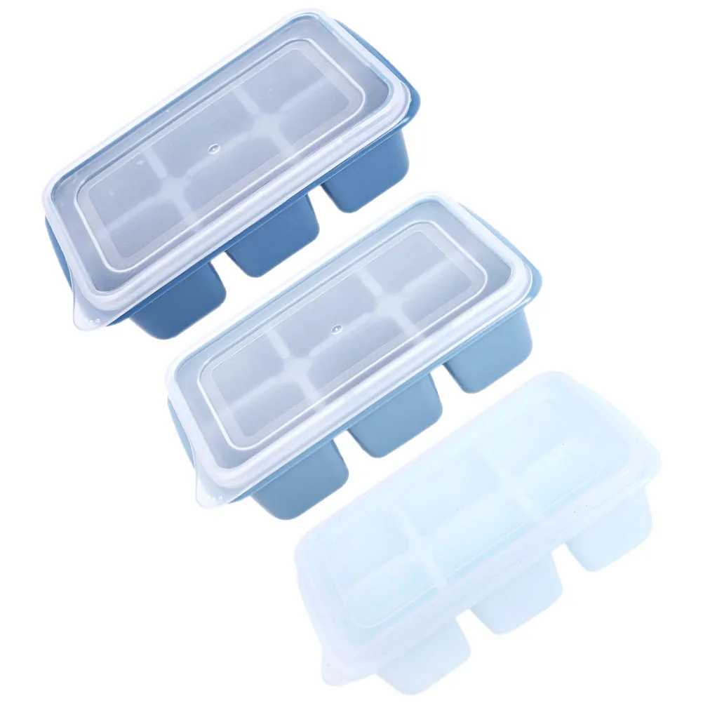 

3 Pcs 6 Grid Ice Cube Trays Freezer Clear Molds Cocktails Lid Balls Drinks Reusable Storage