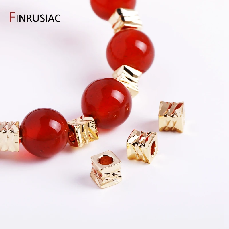 Gold Plated Brass Metal Cube Beads Saucer Beads Spacer Beads For Jewelry Making Supplies Necklace Making Findings Wholesale