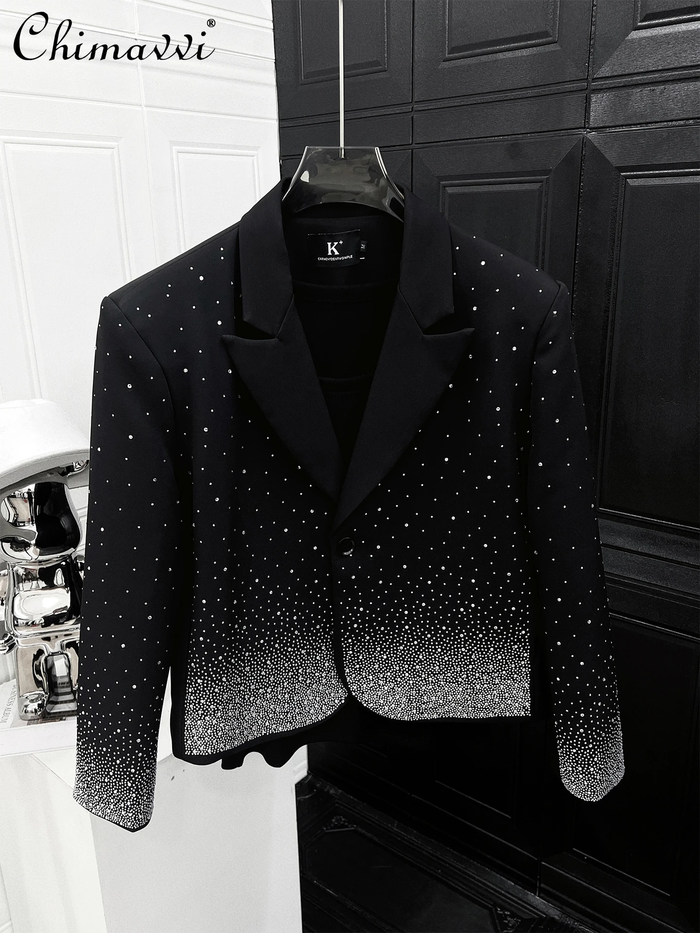 

High Fashion 2025 Autumn New Fashion Gypsy Star Hot Diamond Short Suit Men's Handsome Long Sleeves Loose Temperament Jacket Top