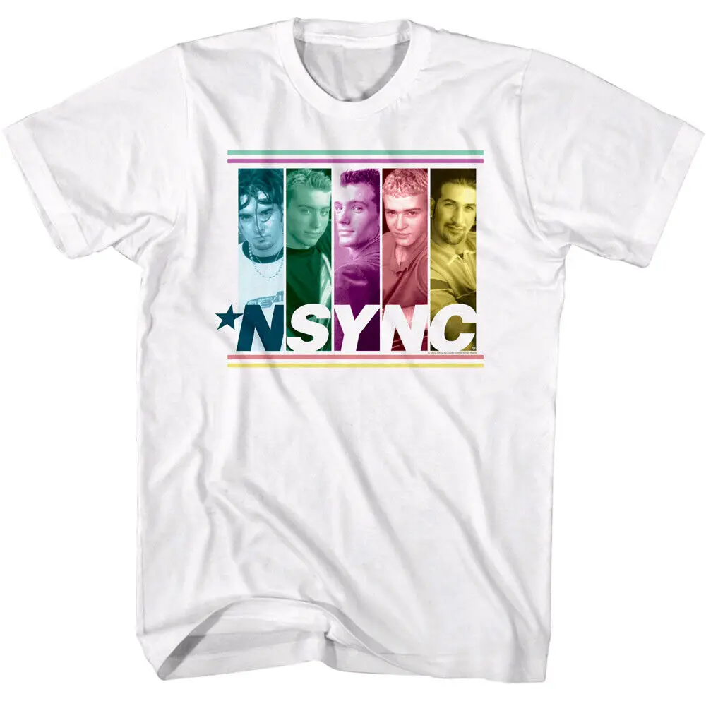 NSYNC Pastel Band Faces Men's T Shirt Color Block Vintage Music Album Concert