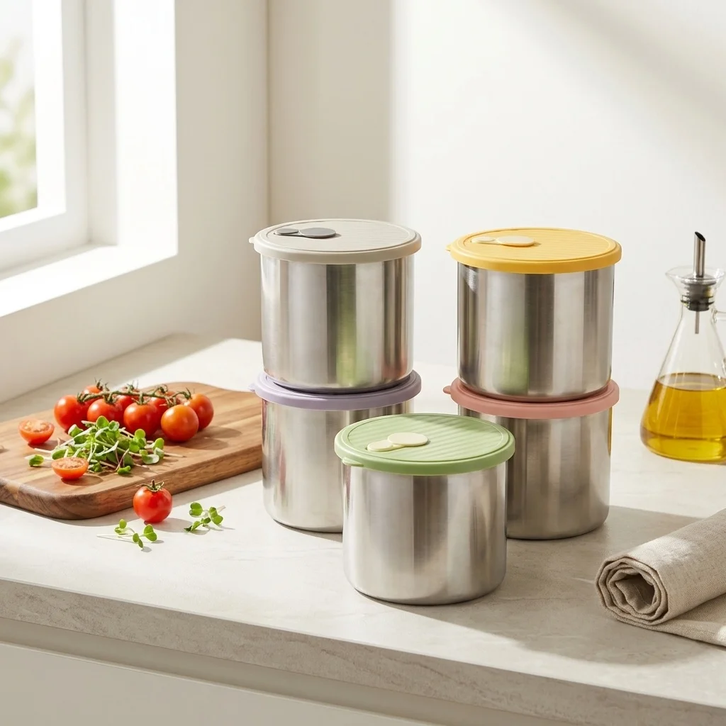 350/550/750ml Sealed Fresh-keeping Box 304 Stainless Steel Food Storage Container Refrigerator Preservation Box Microwave Safe