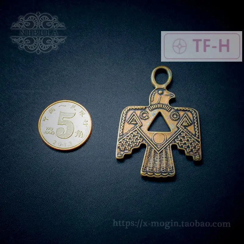 1Pcs Brass Indian Imprint Retro Thunderbird Totem Keychain Necklace Pendant