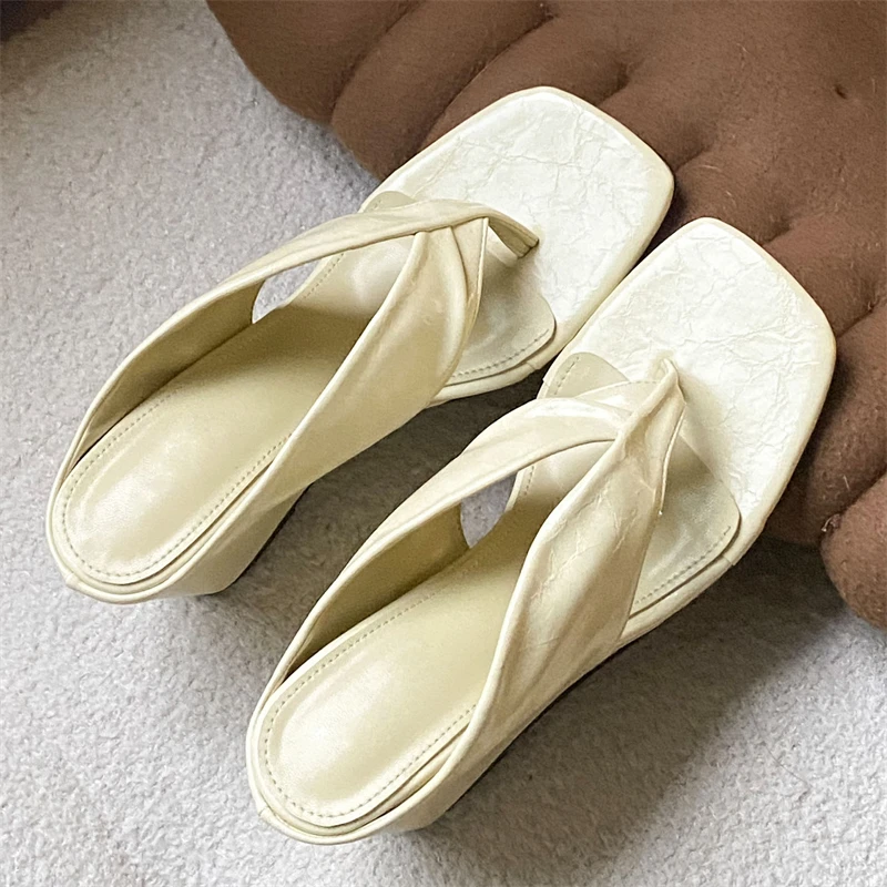 

Eilyken 2026 Летние женские шлепанцы с квадратным носком на танкетке, модные туфли на высоком каблуке, флип-флопы, Zapatos De Mujer