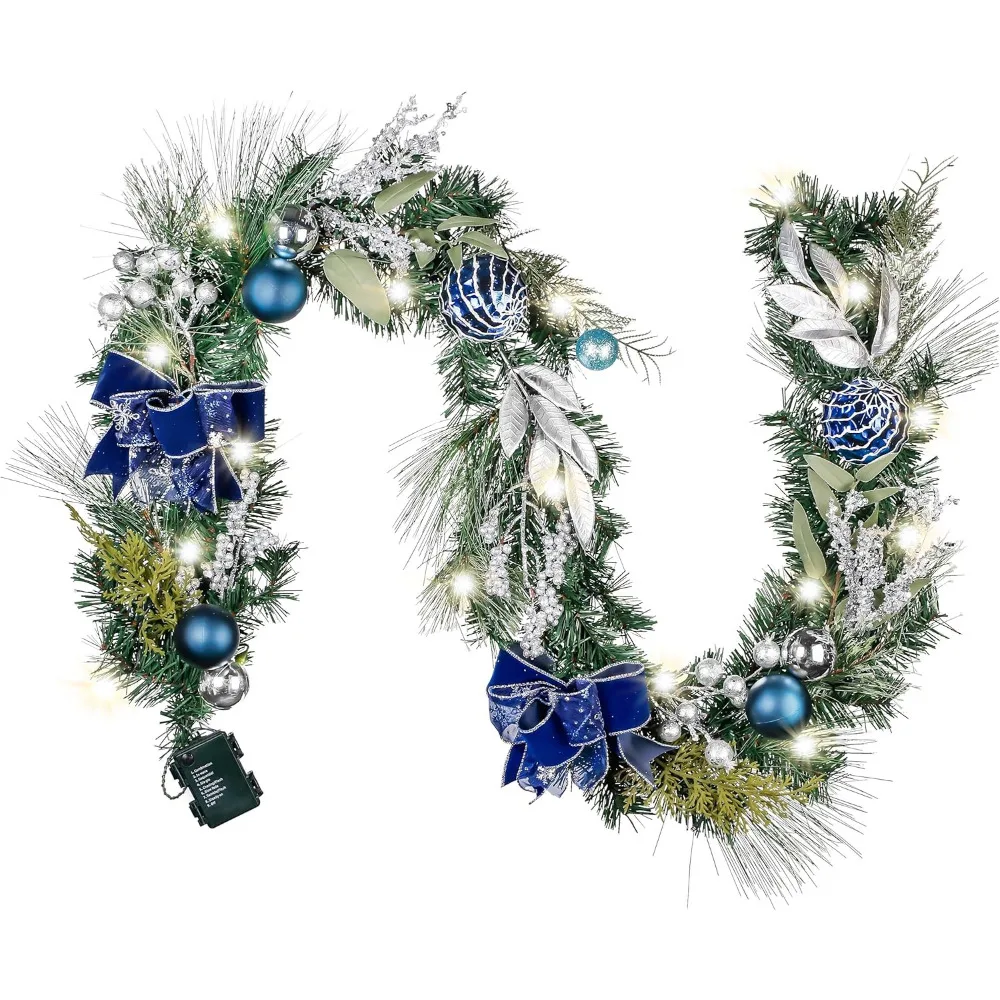 

Christmas Decoration 6 Feet Pre-Lit Garland with Lights for Mantle, Lighted Battery Operated Xmas Garland Christmas Decorations