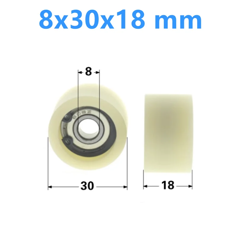 

1 Piece 8X30X18 mm Inner Diameter 8mm Flat Nylon Natural Plastic-coated Automatic Rolling Wheel Bearing Pulley Pulley 8*30*18 mm