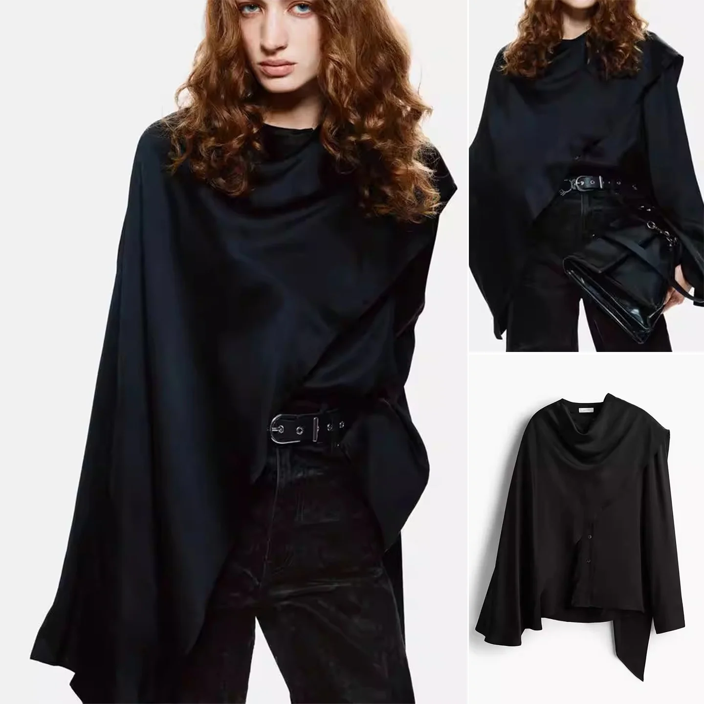 

Winter New Casual Sle Loose Long Sve irt Women's Decorative Top Polyester Fiber Breathable Comfortable Fit for Ladies