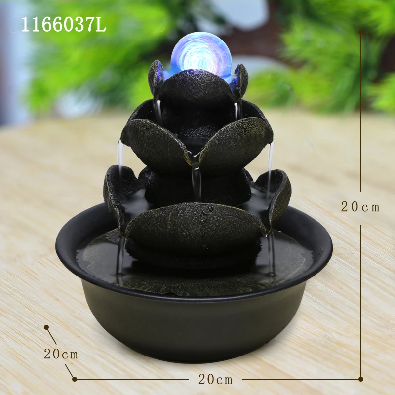 Imagem -06 - Relaxamento Interior Waterfall Fountain Led Light Lucky Feng Shui Ball Empresa Escritório e Casa Água Recurso Decorações