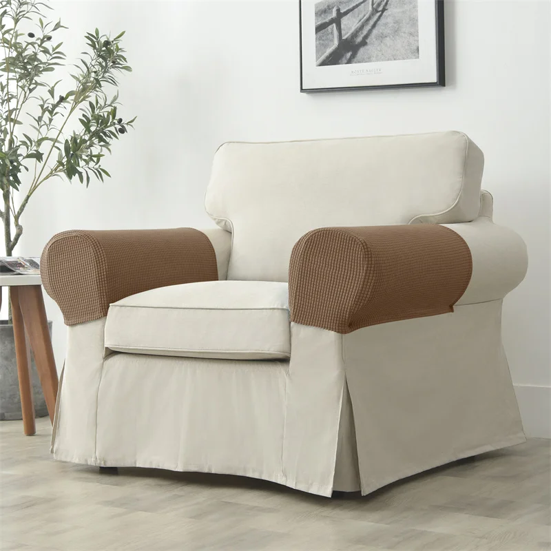 2-teiliges Set Stretch-Sofa-Armlehnenbezug Polar Fleece Schmutzabweisender Couch-Sessel Möbelschutz-Bezüge Einfarbig Wohnungsdekoration – Detail 20