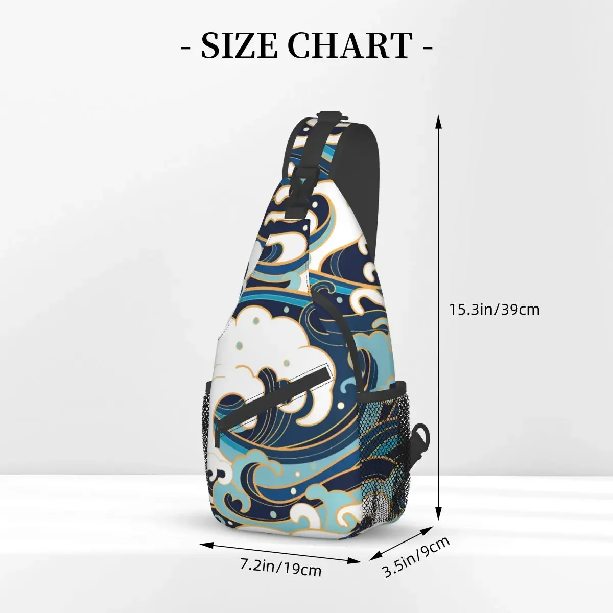 Japanese Style Crossbody Bag Sports Traditional Oriental Ocean Chest Bag Unisex Women Man Fashion Shoulder Backpacks Travel