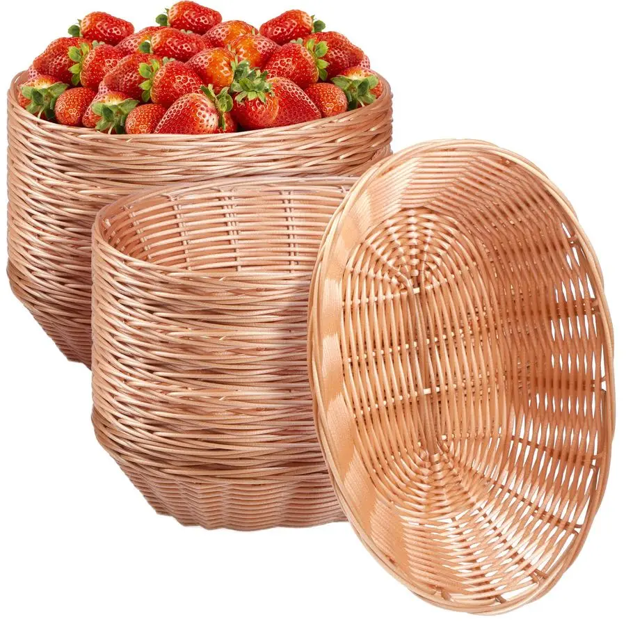 

Pack Plastic Oval Basket Small Fruit Bread Basket Food Storage Basket Bin for Easter Gifts Empty Home Kitchen Restaurant Food Se