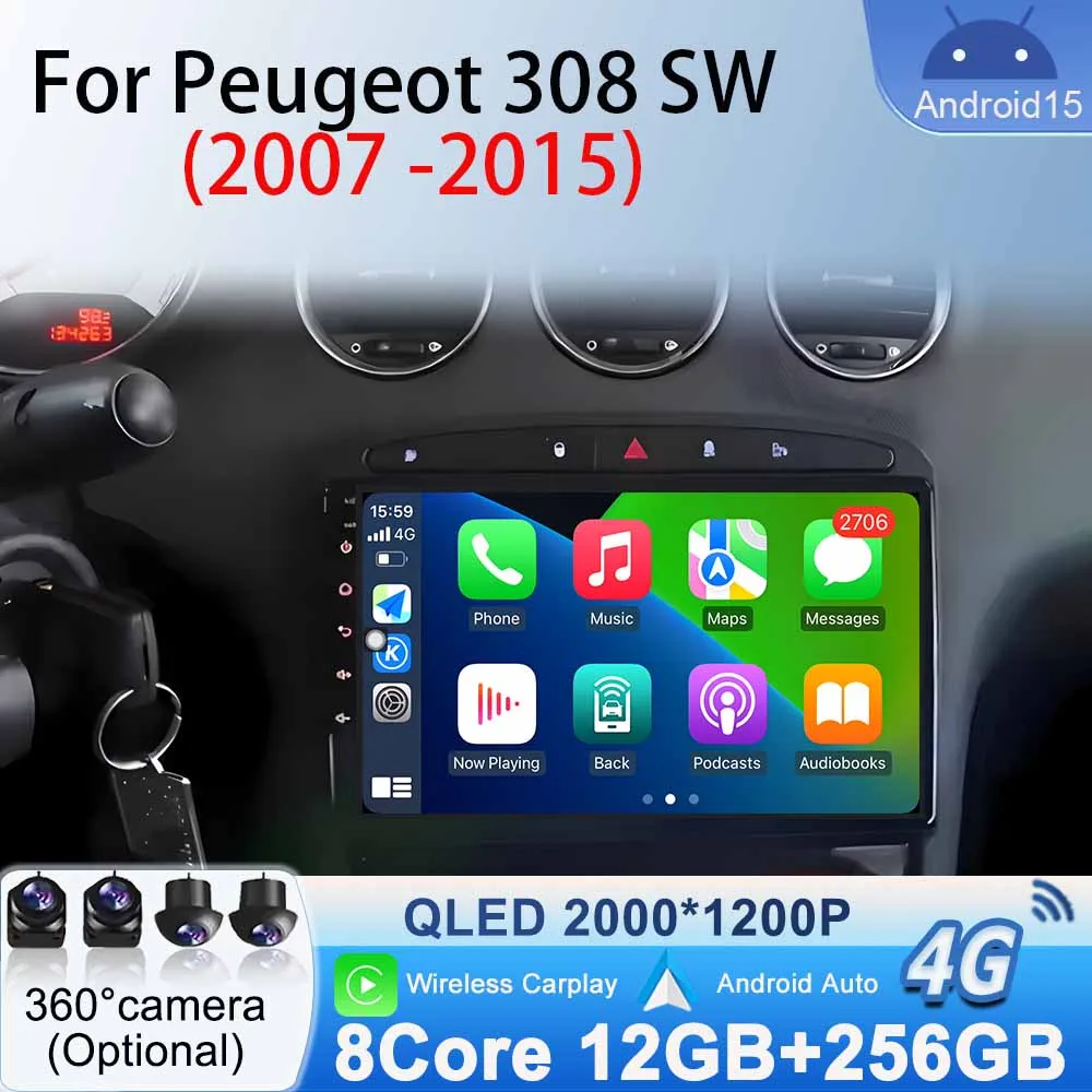

Navigation GPS Android Auto for Peugeot RCZ 308 SW 2007 - 2015 Car Radio Multimedia Bluetooth Video Player WiFi Wireless Carplay