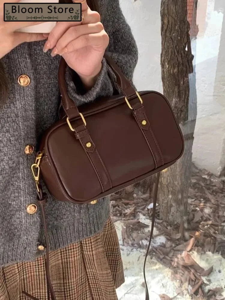 

Bloom Vintage Brown Messenger Bag Purse Women Autumn Winter Leather Casual Crossbody Female Retro Hot Girl Y2k Hand Bags