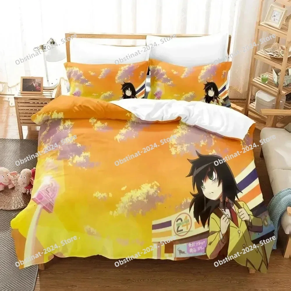 

3D Anime Tomoko Kuroki WataMote Bedding Set Printed single Comforter Quilt Duvet Cover Pillow Case 3 Pieces Sets Kids Adult Size