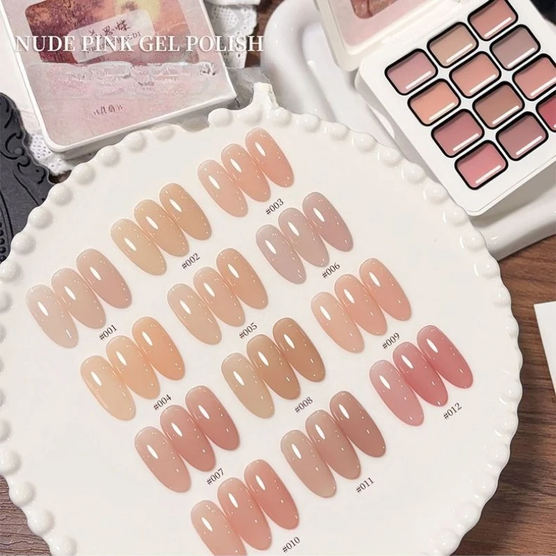 Ice Transparent Nude Gel Nail Polish 2025 Popular Spring Summer Pink Semi Permanent UV/LED Gel Varnishes For Nail Salon Manicure