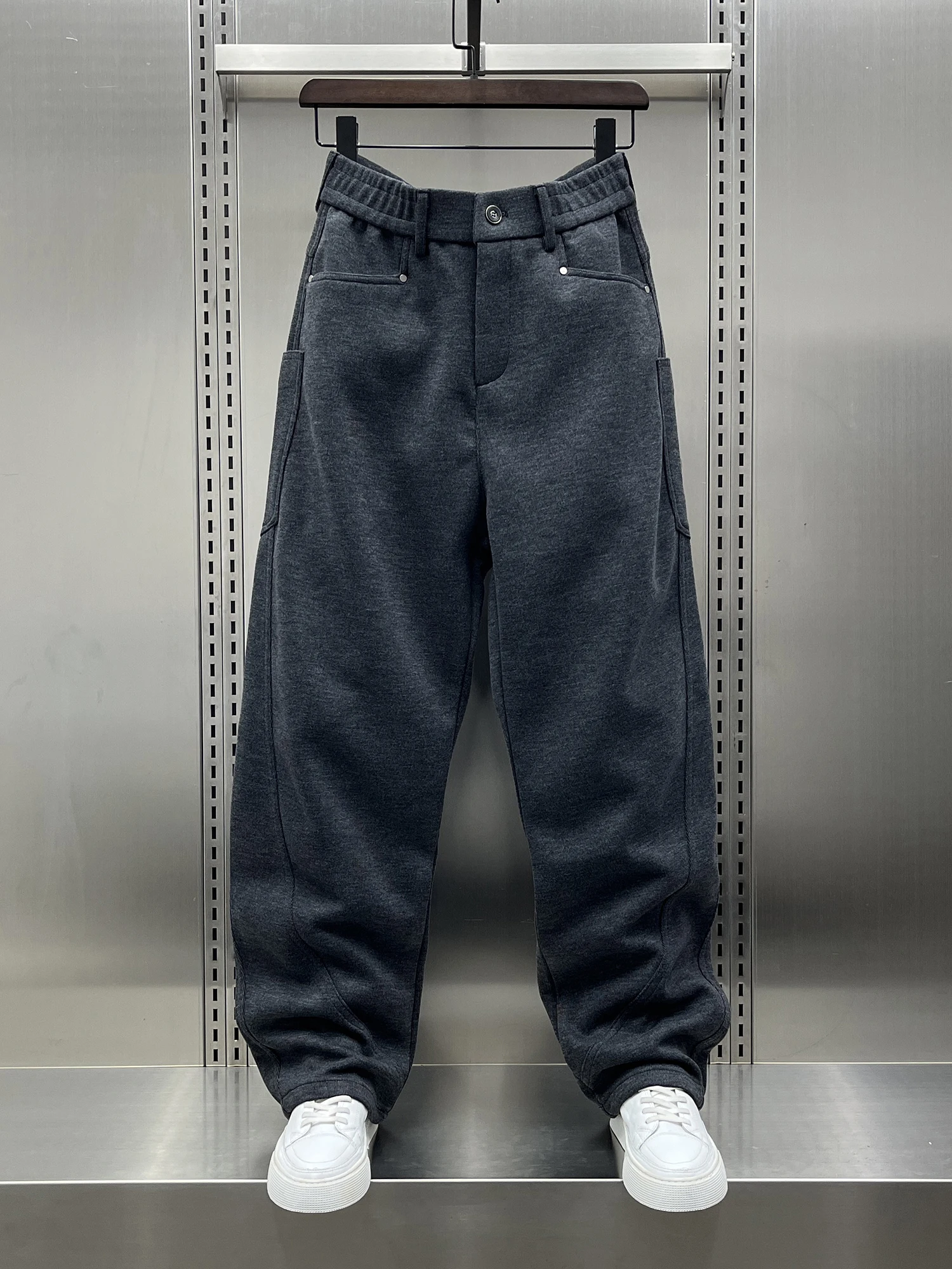 

Модные брендовые мужские повседневные спортивные брюки прямого кроя, однотонные, свободного кроя, осенние, новые, эластичные, удобные спортивные штаны