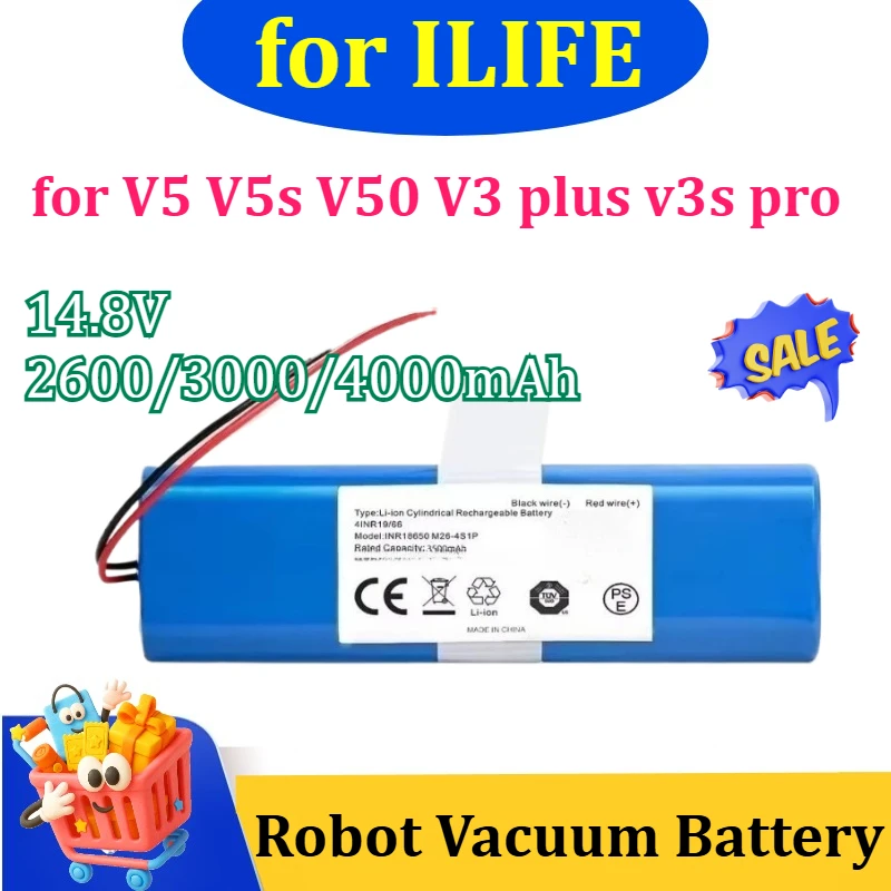 

Аккумулятор для пылесосов ILIFE V5, V5s, V50, V3 Plus, V3s Pro, 14.8В, 2600/3000/4000 мАч