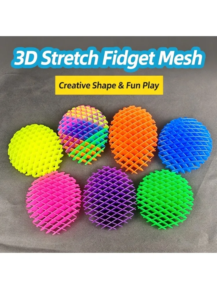 Heißer, langlebiger, dehnbarer Kunststoff-Netzball, neuartiges Fidget-Spielzeug, verformbarer Wurm, Stressabbau, Springball, Deko, Haustierspielzeug, zufällige Farbe