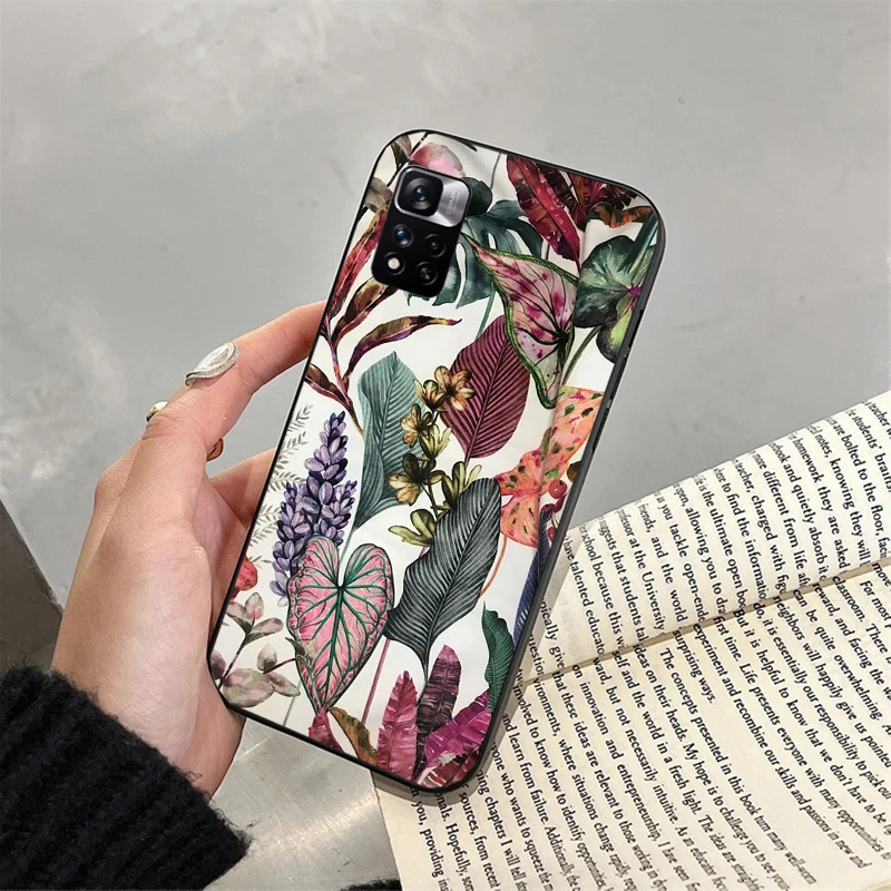 

Flower Leaf Art Painting Phone Case For Xiaomi Redmi note 13 12 Pro 11S 11 10 Pro 10S 12S Redmi 13 10 13C