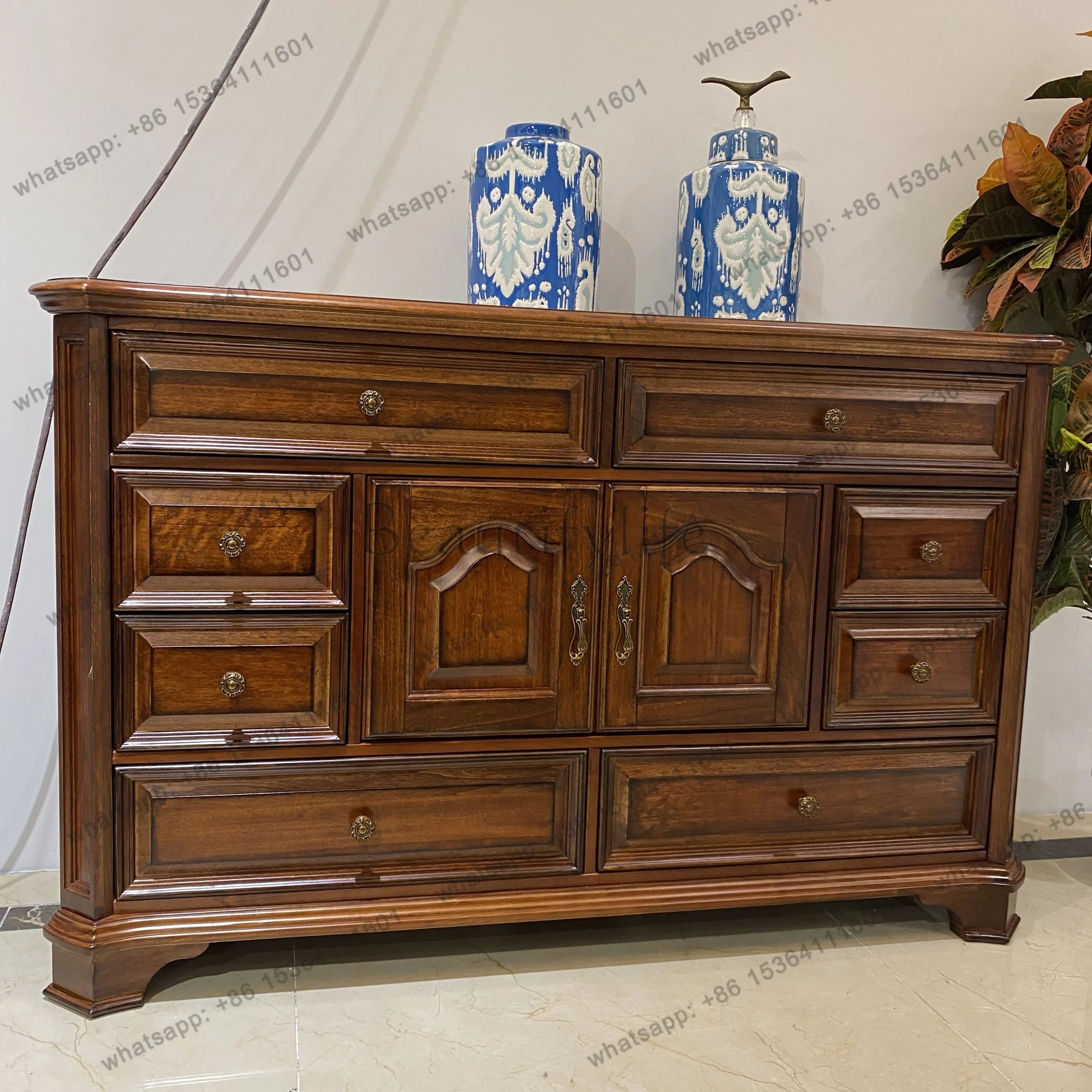 American solid wood decorative storage cabinet entrance cabinet length 1400 * width 480 * height 909mm