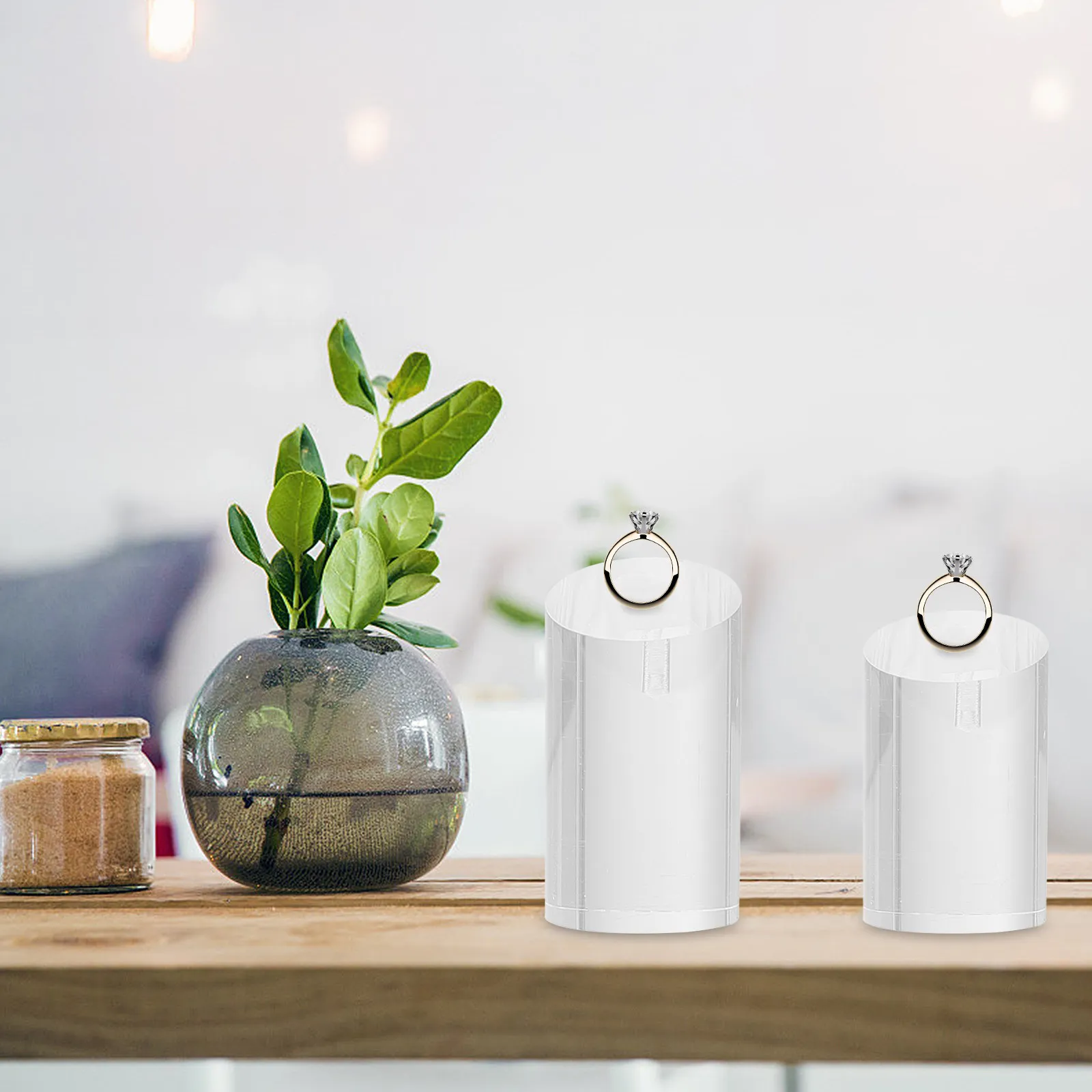 7Pcs High-End Acrylic Ring Storage Brackets Transparent Fashionable Ring Display Holders Organizer Rack High-End Storage Stands