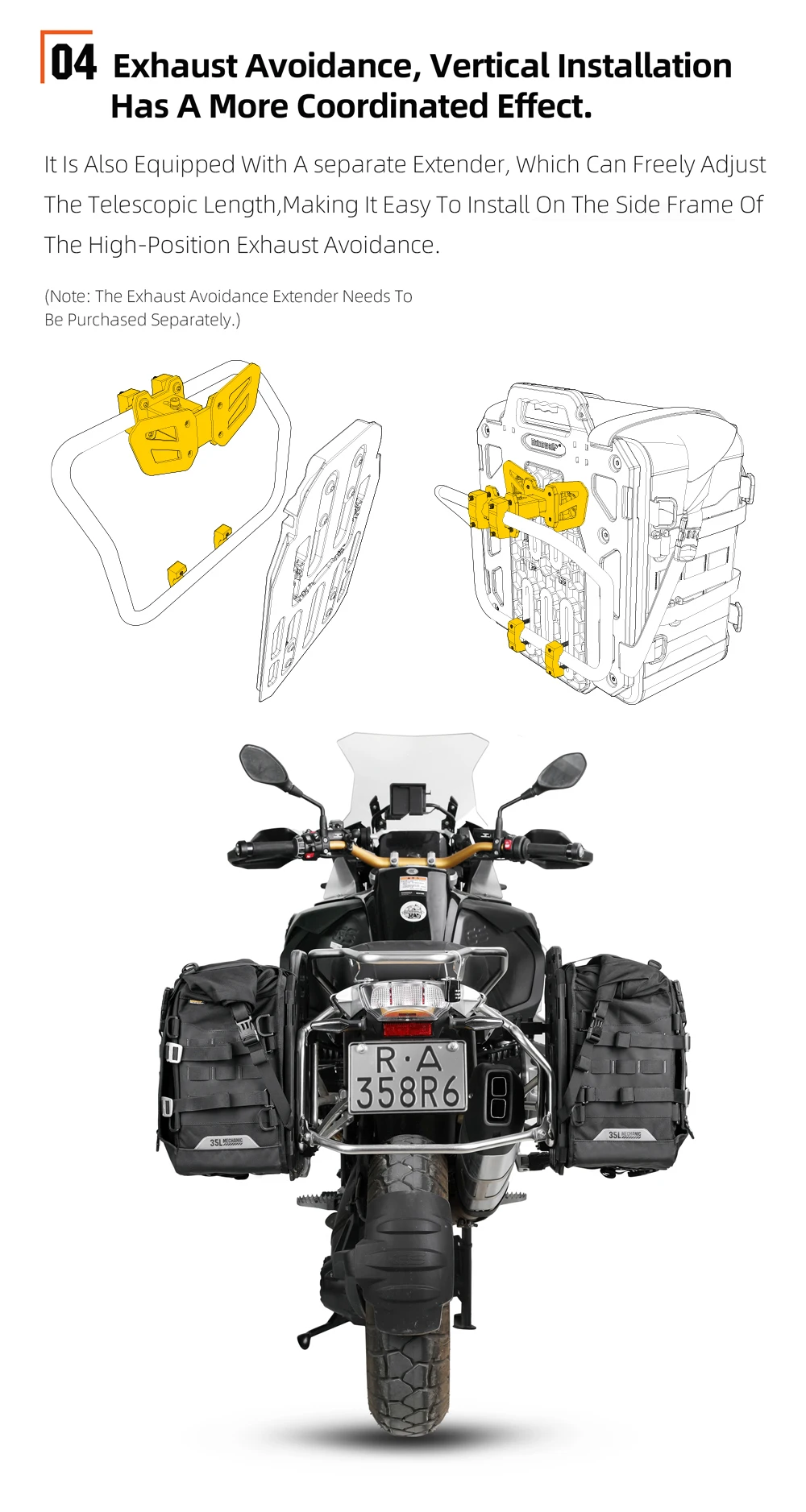 Rhinowalk 35L Wasserdichte Motorrad-Satteltasche mit Schnellverschluss und MOLLE-System-Schlossloch für Abenteuerreisen – Detail 15