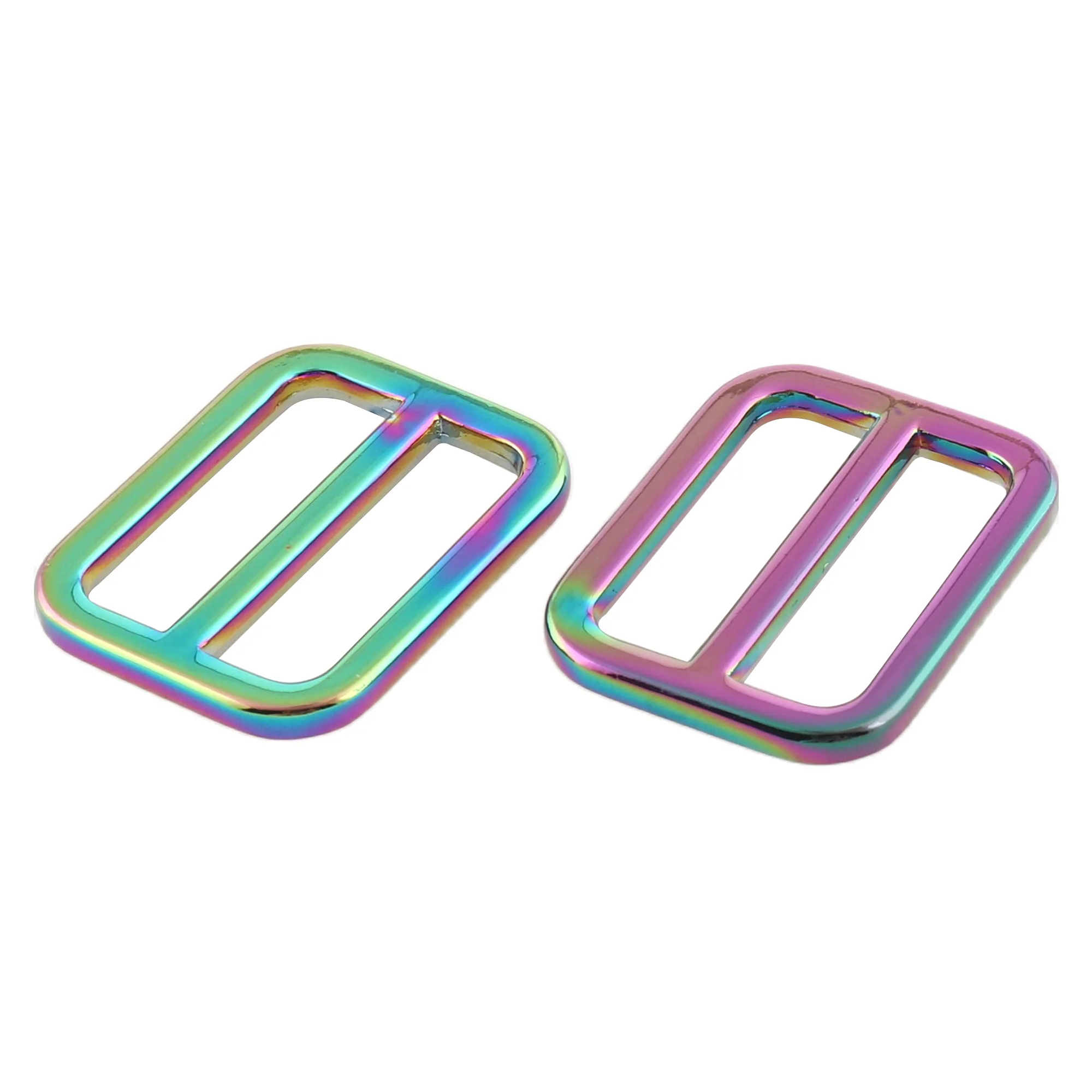 ウェビング用レインボー長方形ストラップバックル、スライドバックル、財布ストラップアジャスター、ハンドバッグハードウェア、1インチ、25mm、8個