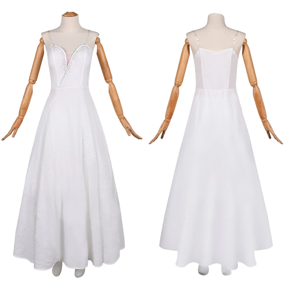 شريرة ​ 2 ل Glinda تأثيري حلي النساء فانتازيا فستان حلو أبيض وردي تنانير دانتيل الكبار النساء تمويه هالوين الدعاوى